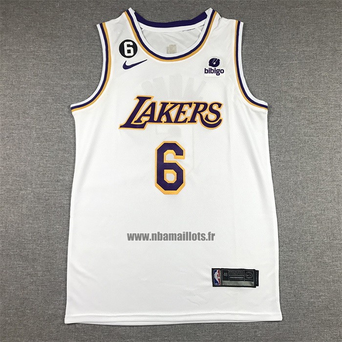 Maillot Los Angeles Lakers LeBron James NO 6 Association 2022-23 Blanc